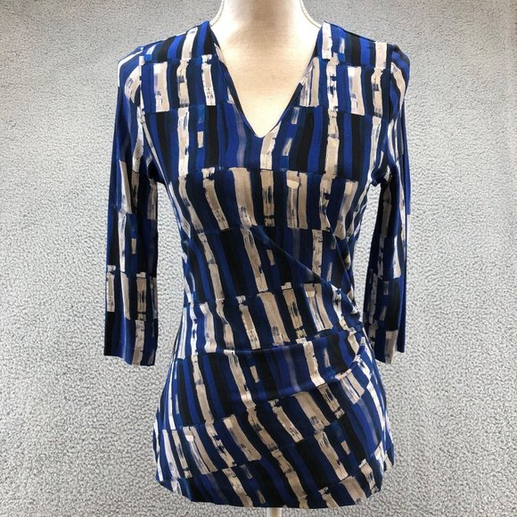Boss Hugo Boss Top Ruched 3/4 Sleeves Multi Size M Med L Large - Picture 2 of 9